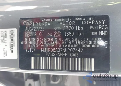 2022 Hyundai Venue Se из США, поврежденный, VIN KMHRB8A37NU207442